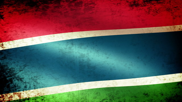 Gambia Flag Waving, grunge look