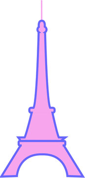Eifel Tower, was  draw in pink color