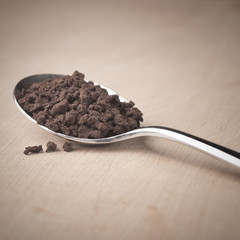 Instant coffee in the spoon