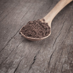Instant coffee in the spoon