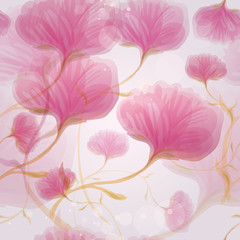 Pink wild roses / Seamless romantic flower background