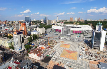 Preparation of stadium to Euro 2012 in Kiev. - obrazy, fototapety, plakaty