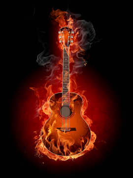 Burning guitar