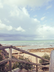 Obraz premium linia brzegowa Hiszpanii, Aandalucia, pochmurny dzień