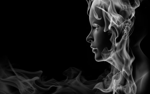 Face made of smoke