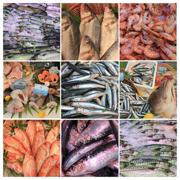 French fish market collage