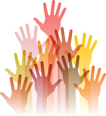 Obraz premium different up hands, abstract vector illustration