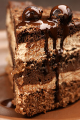Homemade chocolate cake close-up
