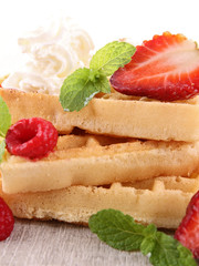 waffle and strawberry