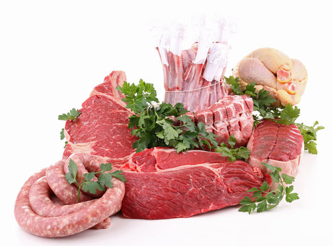 Assorted Of Fresh Raw Meats