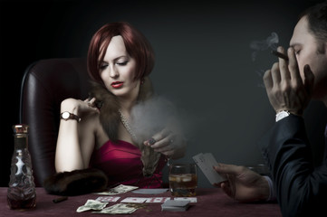 Couple playing poker