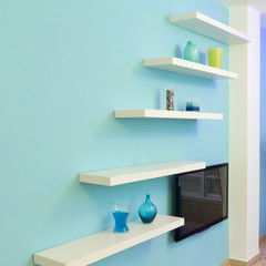 Shelves Interior design in a new house