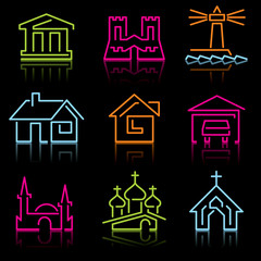 Fototapeta premium line architectural icons