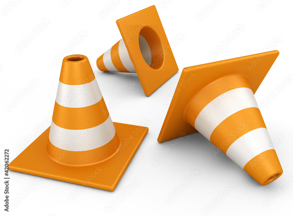 Wall mural cones and barrier 3d