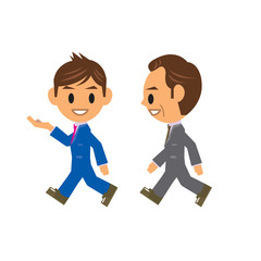 ビジネスマン イラスト 案内 二人