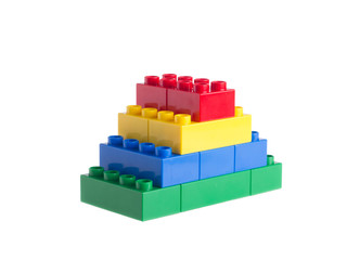 Plastic building blocks isolated on white background