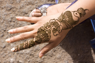 fresh henna on hand, Diwali , Jaipur , Rajasthan , India