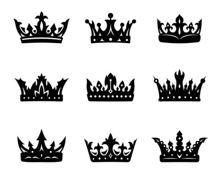Black heraldic royal crowns