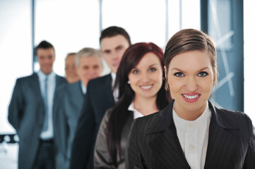 Group of business people standing in line