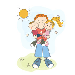 Happy Father's Day, dad, son and daughter