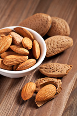 almonds isolated on the white background