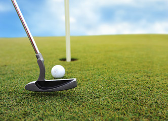 Playing golf