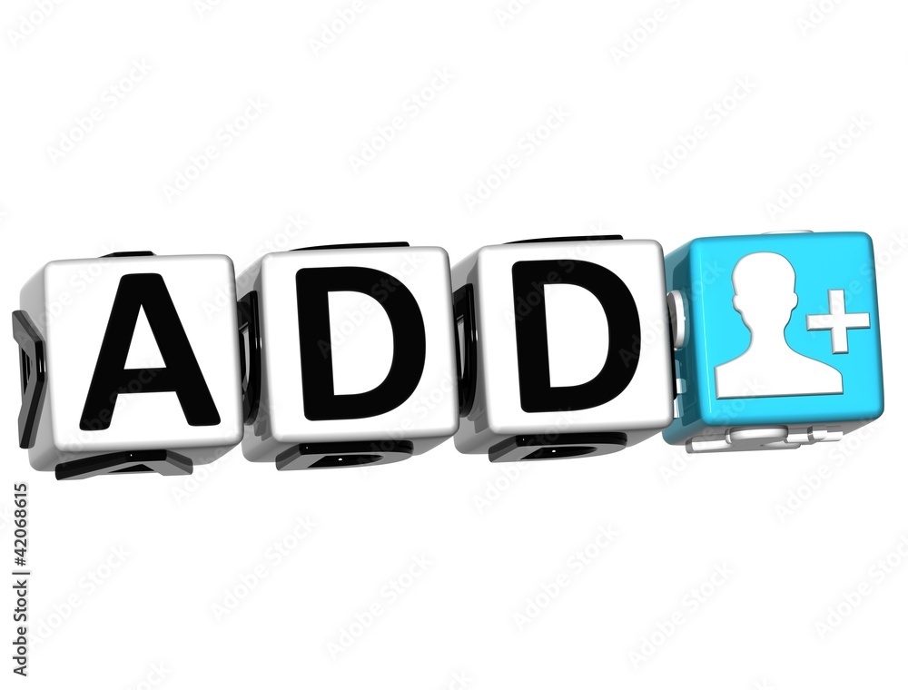 Aufkleber 3d add button click here block text
