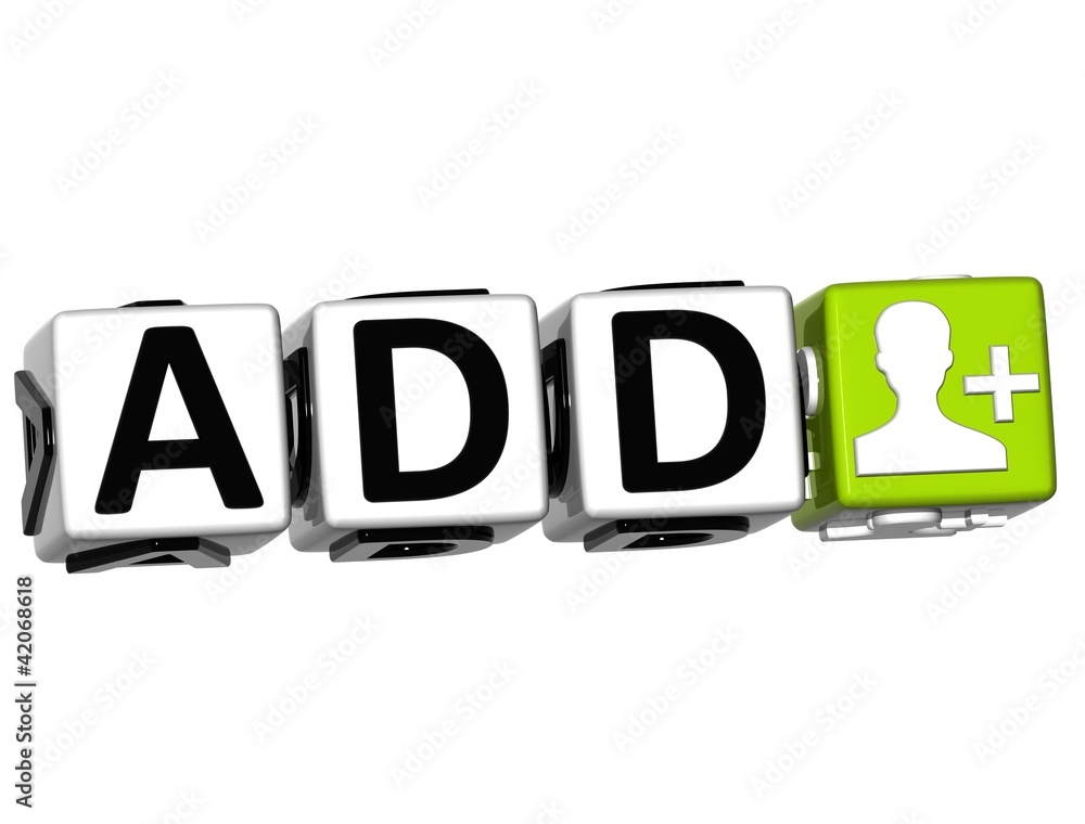 Aufkleber 3d add button click here block text