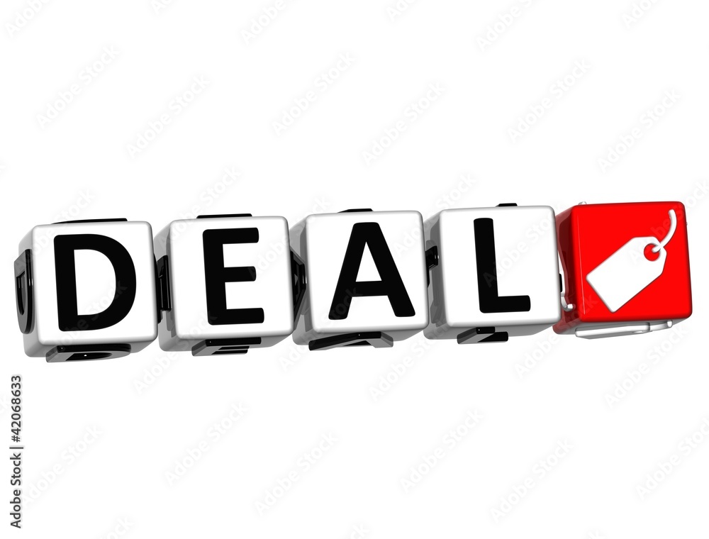 Poster 3d deal button click here block text