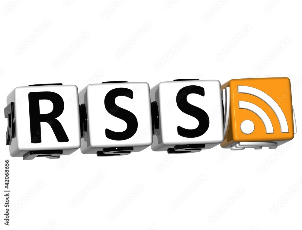Poster 3d rss button click here block text