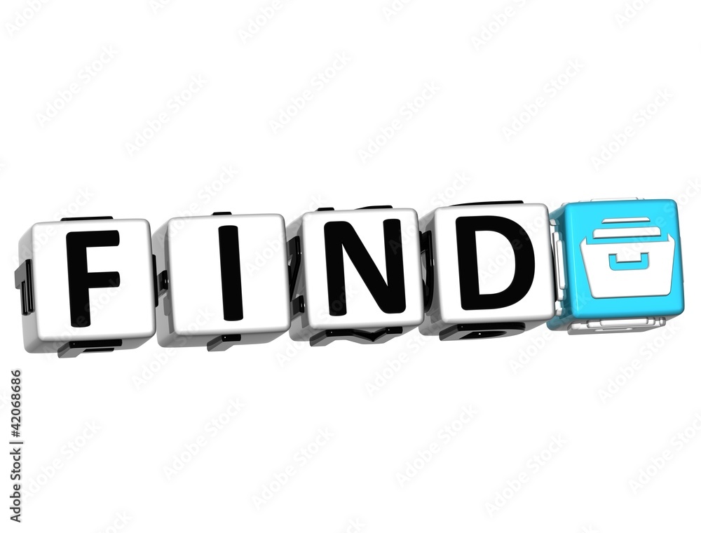 Poster 3d find button click here block text