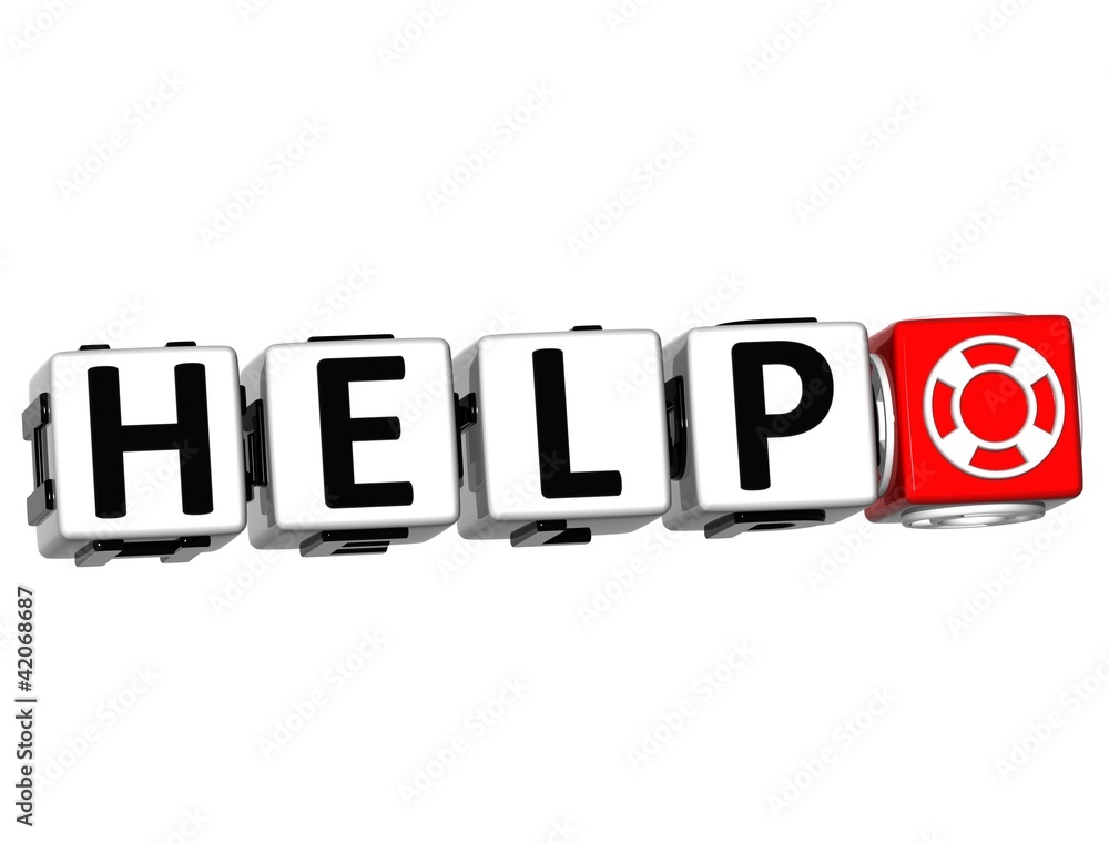 Poster 3d help button click here block text