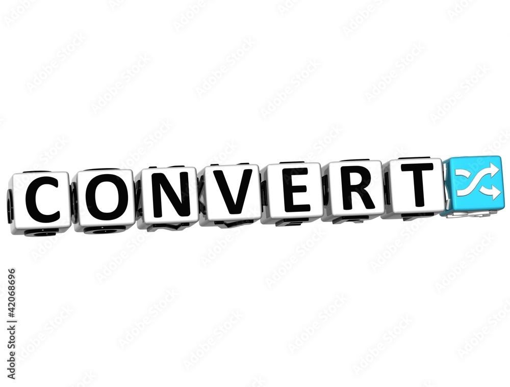 Fototapete 3d convert button click here block text