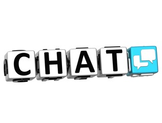 3D Chat Button Click Here Block Text