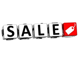 3D Sale Button Click Here Block Text