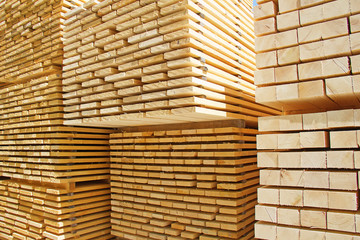 Fresh wooden studs
