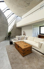 Obraz na płótnie Canvas beautiful modern house in cement, interior, living room