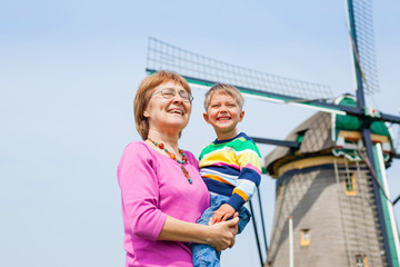 Fototapeta premium Grandother and grandson in Holland