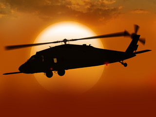 Helicopter and sun