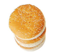 Buns with sesame isolated on white background