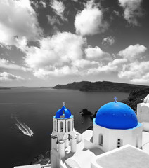 Santorini with Traditional Church in Oia, Greece