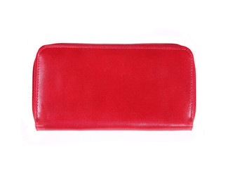 Beautiful red makeup bag isolated on white