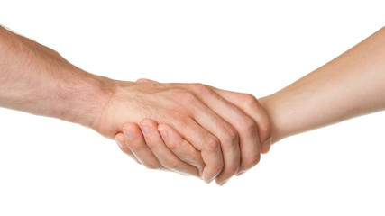 Man and woman shaking hands