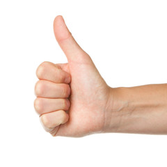 Image of a womans hand showing thumb up