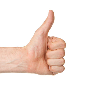 Image of a mans hand showing thumb up