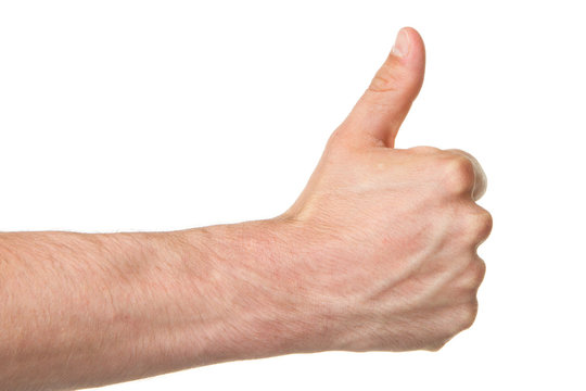 Image of a mans hand showing thumb up