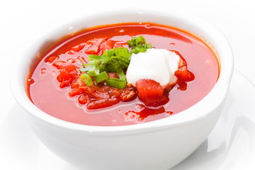 Ukrainian and russian national red soup-borsch