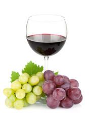 Red wine glass and grapes