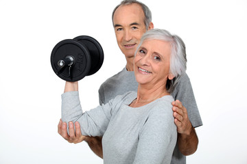 old couple doing fitness