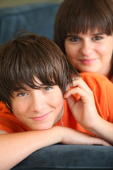 Fototapeta na wymiar portrait of teenage boy and sister